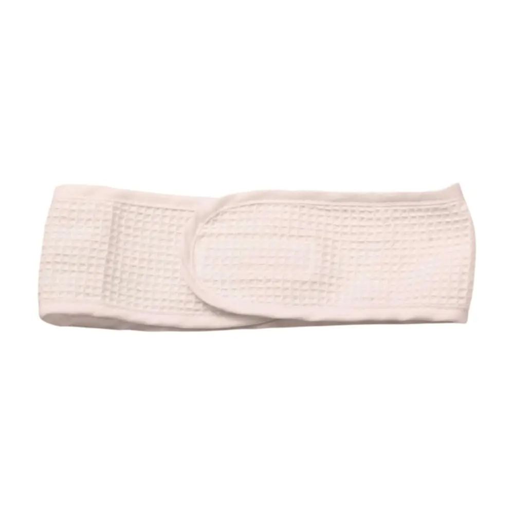 Adjustable cotton makeup hair band DC-HDB004 with Velcro strap in white