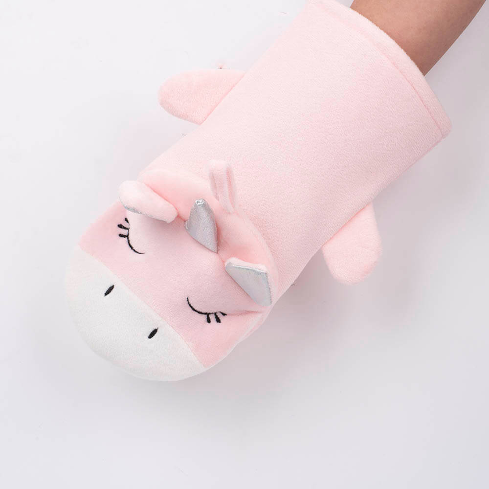 bathmate baby bath glove polyester unicorn pink dc-bm007c