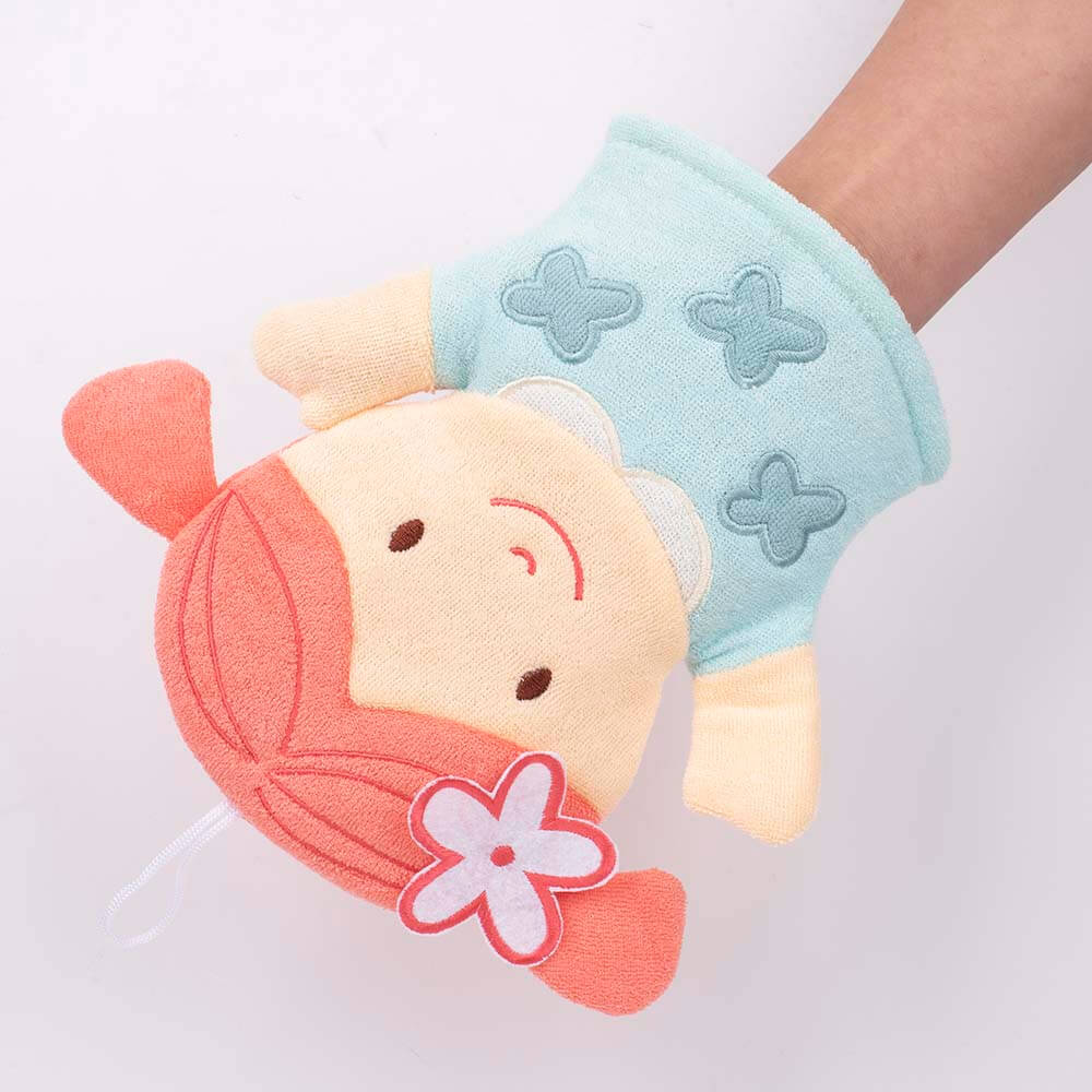 exfoliating baby soft cotton washcloths shower glove pink girl dc-bm005c