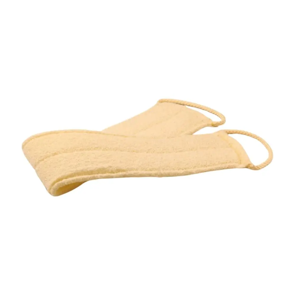 Folded cream exfoliating shower bath scrubber DC-BS028 made from nylon and polyester for gentle exfoliation and back cleansing.