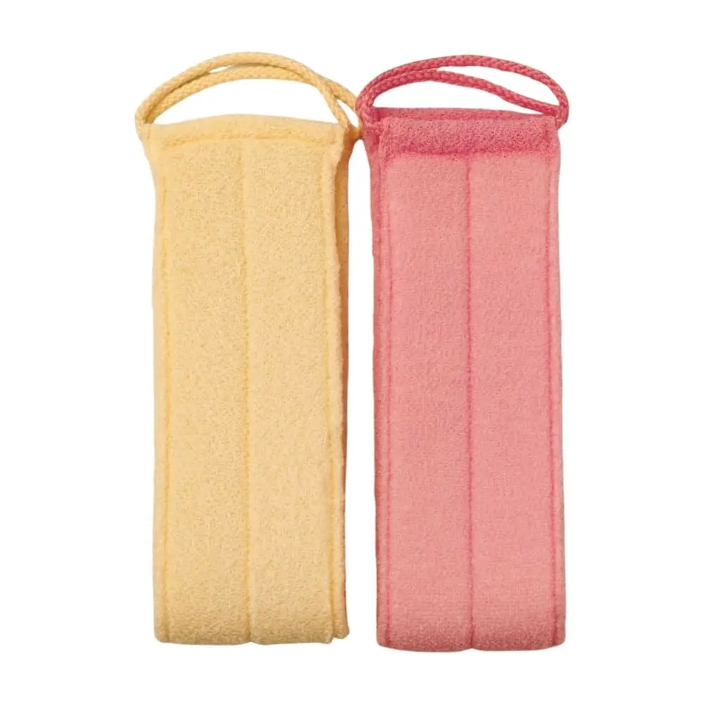 Pink and cream exfoliating shower bath scrubbers DC-BS028 made from nylon and polyester, perfect for back and body cleansing.