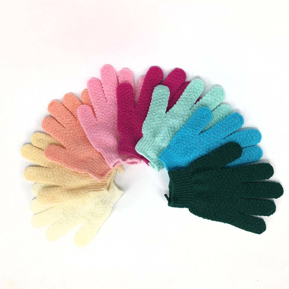 colorful five finger thick nylon body massage glove dc-bm085