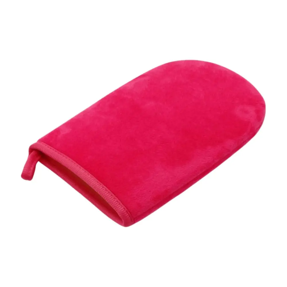 Side view of Fake Tan Mitt DC-BM116 showing velvet fabric, ergonomic shape, and slim design for streak-free tanning