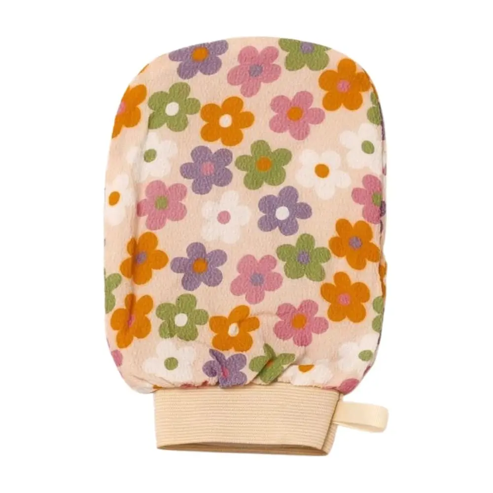 Flower hammam exfoliating glove DC-BM108 front view made of viscose, deep cleansing bath mitt for spa and home use