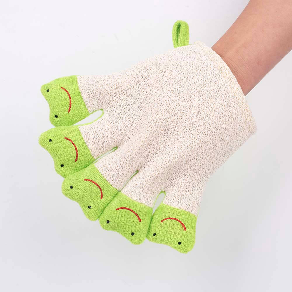 green frog terry cloth bath puppet cartoon bath mitt dc-bm001c