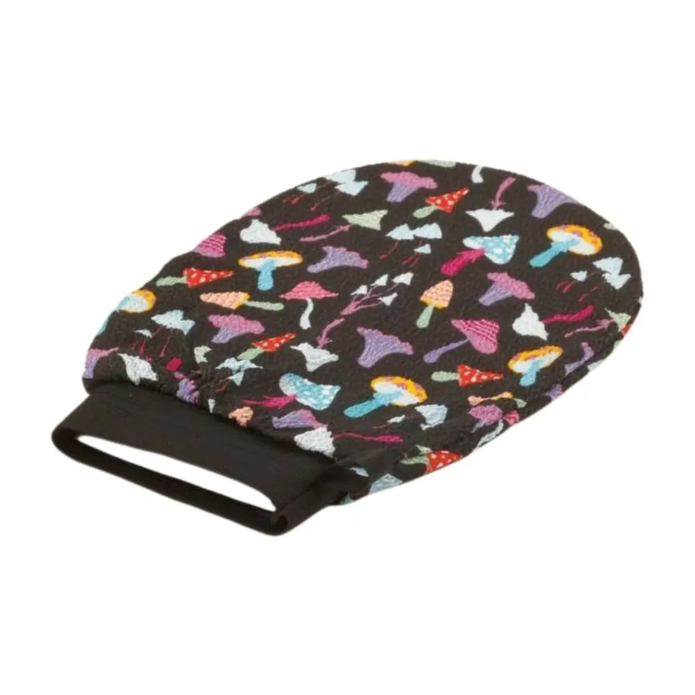 Side profile of jellyfish-pattern viscose body scrub glove for exfoliating and smooth skin