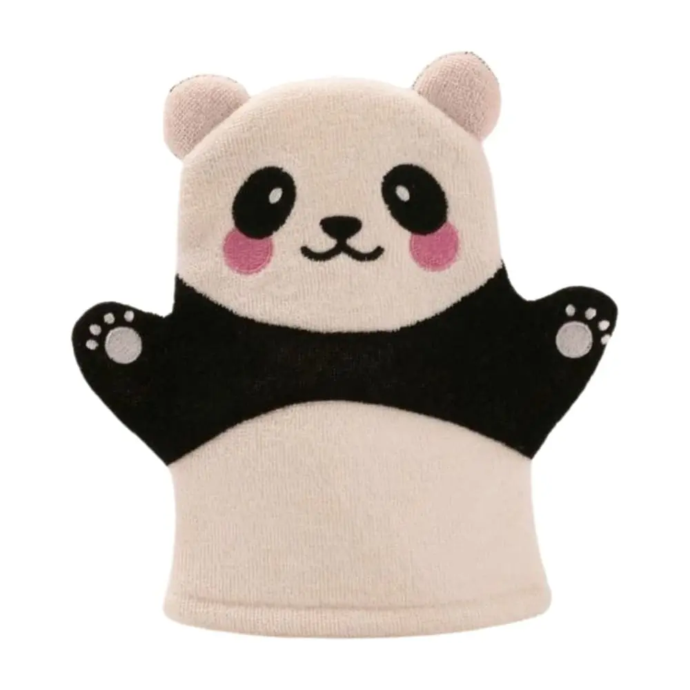 Panda animal bath mitt DC-BM010C made of terry cloth for gentle exfoliation and fun bath time for kids and toddlers.