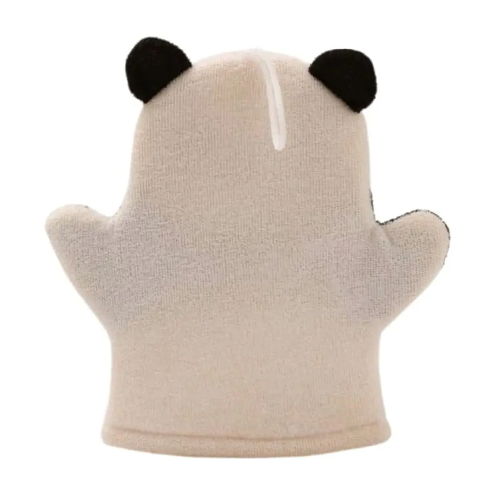 Back side of Panda Animal Bath Mitt DC-BM010C in soft terry cloth, lightweight design for kids bath time and gentle exfoliation.