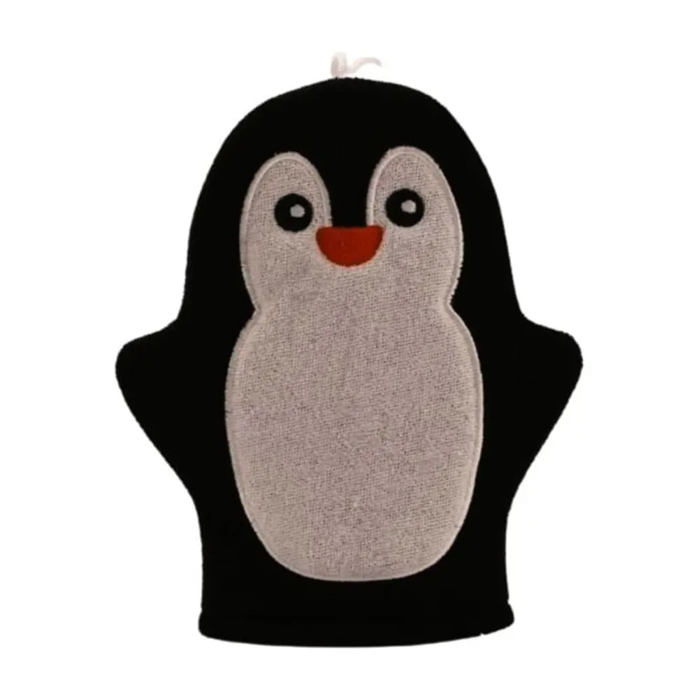 Penguin Children’s Wash Mitt DC-BM011C made of soft terry cloth for kids, gentle exfoliation and playful bath time glove.