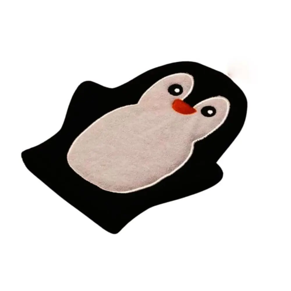 Side view of Penguin Children’s Wash Mitt DC-BM011C, soft terry cloth kids bath glove with playful penguin shape.