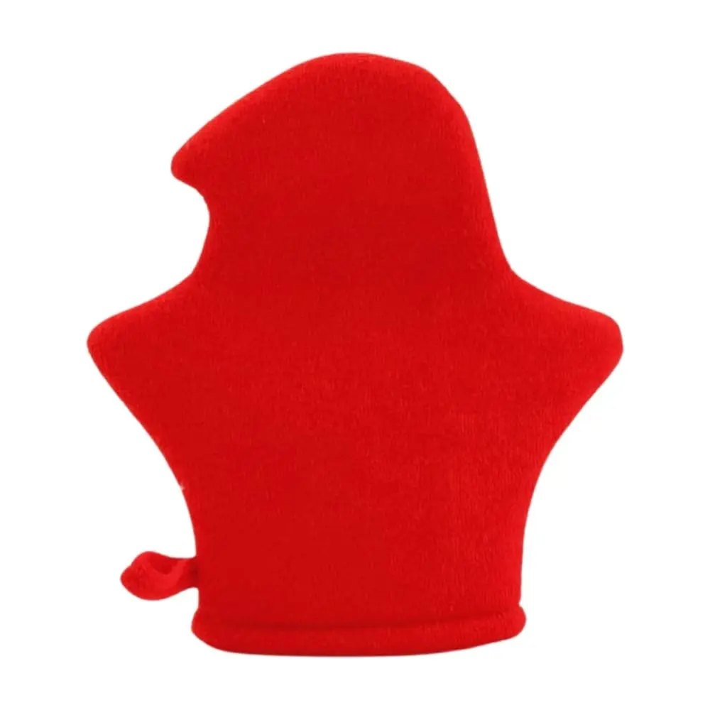 Back view of Santa Claus Bath Wash Body Mitt DC-BM009C showing terry cloth material and hook for hanging.