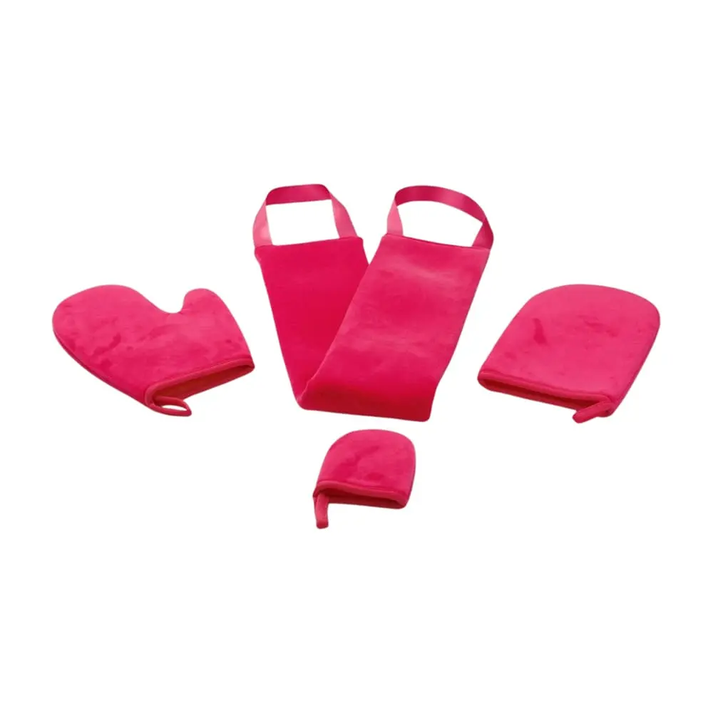 Rosy velvet self tanning back applicator and mitt set DC-BS027 for streak-free tanning lotion and mousse application.