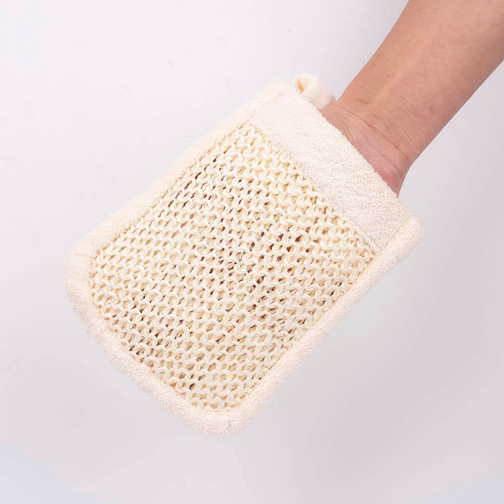 sisal terry spa bath mitt natural fiber shower sponge dc-bm047