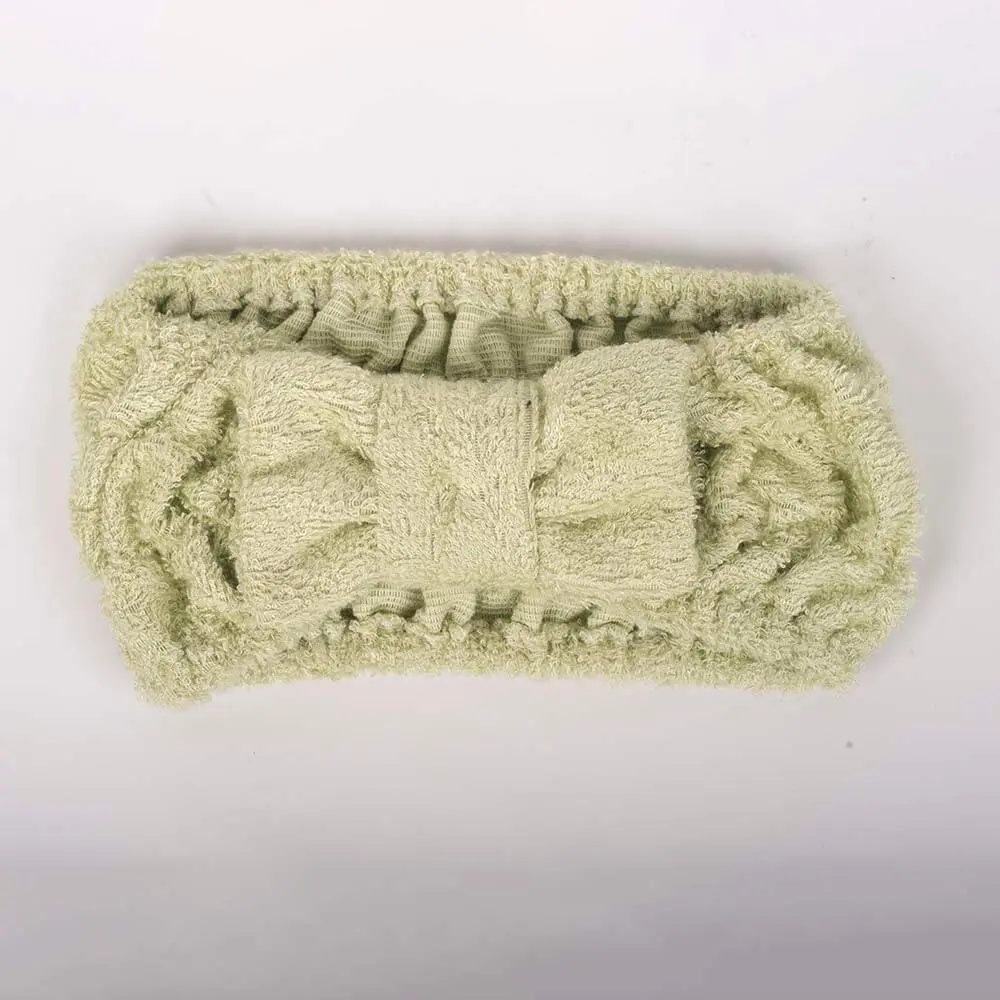 Spa makeup headband DC-HDB002 in green bamboo fiber, front view for skincare and beauty routines