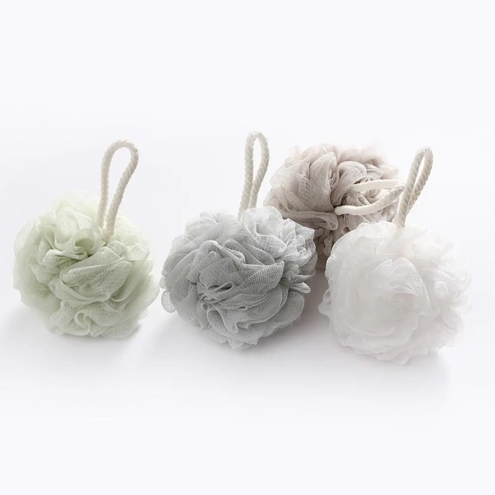 Bath Sponges Shower Loofahs, Large Mesh Pouf Shower Ball Body Scrubber Exfoliating Bath Sponge For Women And Men, White 1Pack